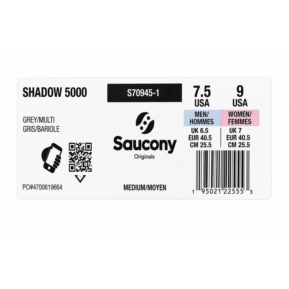 Saucony Originals Shadow 5000 S70945-1 Grey Multi Sneakers Men’s 7.5 Women’s 9 - Picture 7 of 7